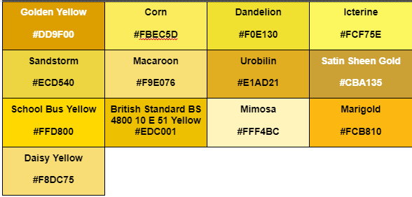 nuansa warna kuning